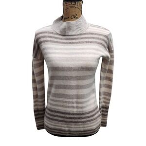 Max Studio‎ 100% Cashmere Striped Mock Neck Sweater Womens Small